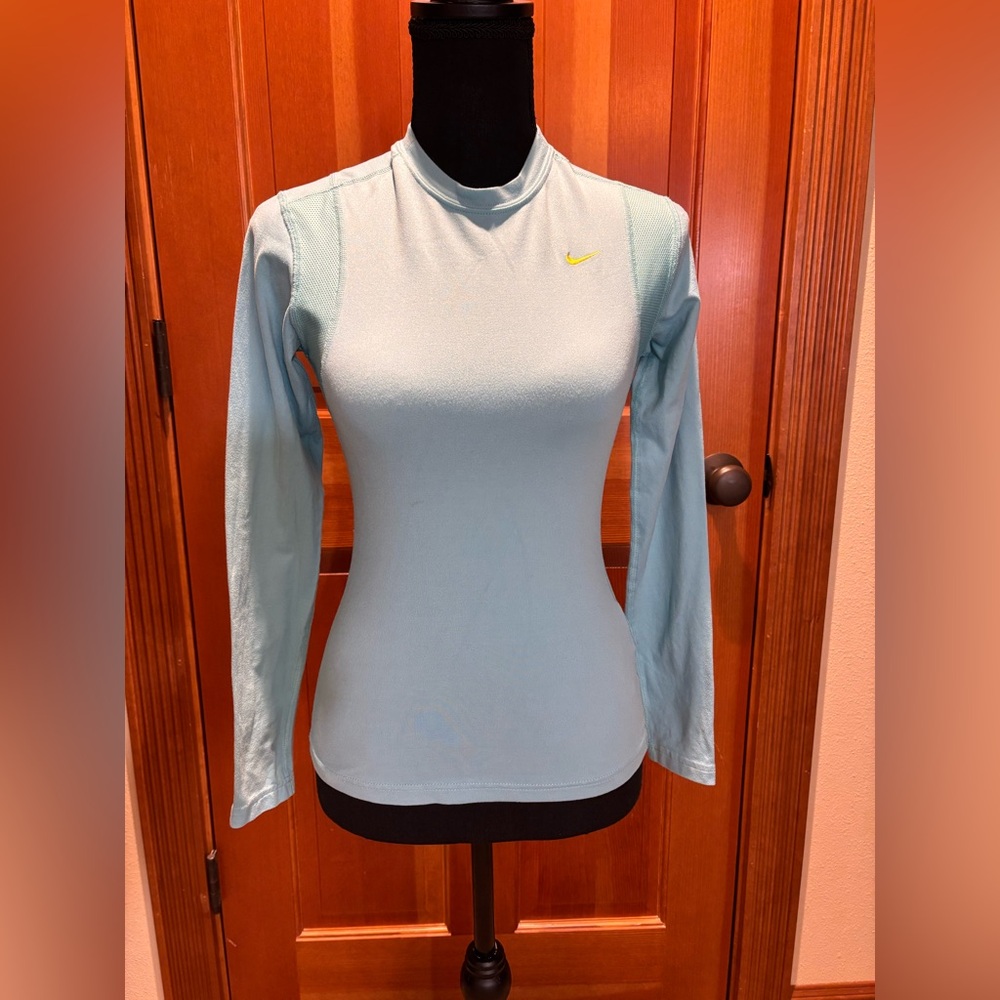 Nike Light Blue Fitted Long Sleeve Top, size XS.
